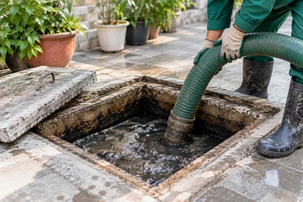 Hầm cầu đầy cần hút Sạch Xanh